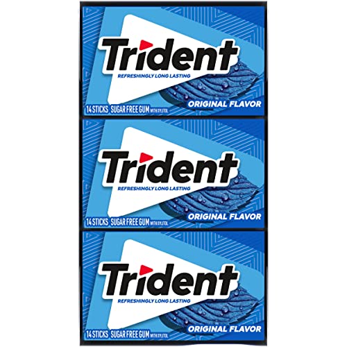 Trident Original Flavor Sugar Free Gum, 12 Packs of 14 Pieces (168 Total Pieces)-UPStoxs