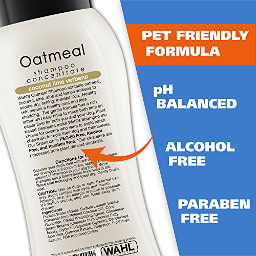 Wahl USA Dry Skin & Itch Relief Pet Shampoo for Dogs – Oatmeal Formula with Coconut Lime Verbena & Pet Friendly Formula, 24 Oz - Model 820004A-UPStoxs