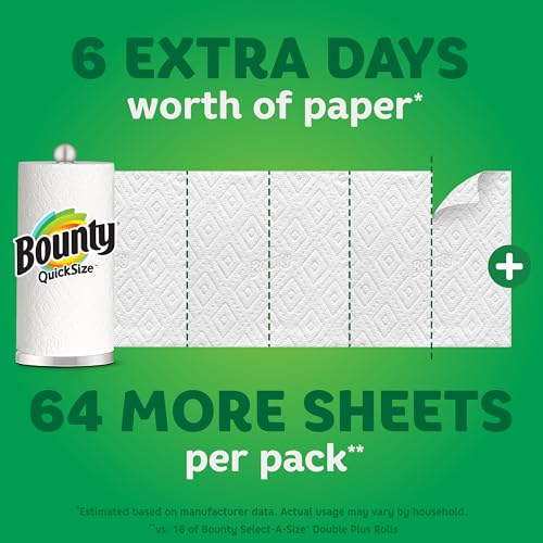 Bounty Paper Towels Quick Size, White, 16 Family Rolls = 40 Regular Rolls-UPStoxs