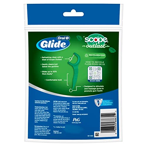 Oral-B Glide Complete with Scope Outlast Mint Flavor Floss Picks 75 Count-UPStoxs