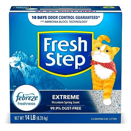 Fresh Step Clumping Cat Litter, Extreme, Long Lasting Odor Control Kitty Litter with Activated Charcoal, Low Dust Formula, 14 lb-UPStoxs