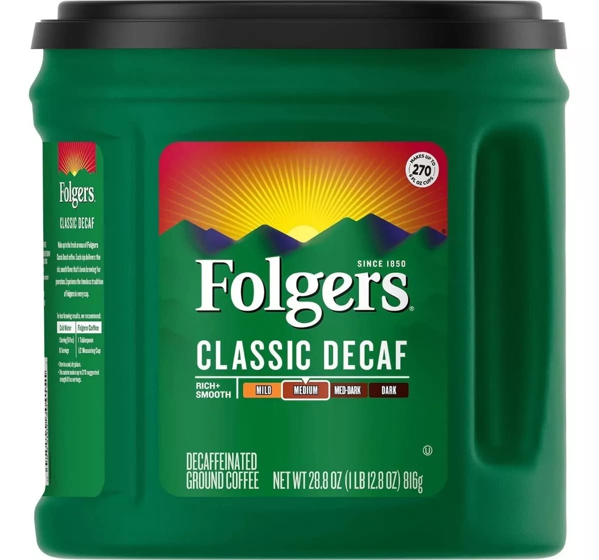 Folgers Decaffeinated Classic Roast Ground Coffee, 28.8 oz.-UPStoxs