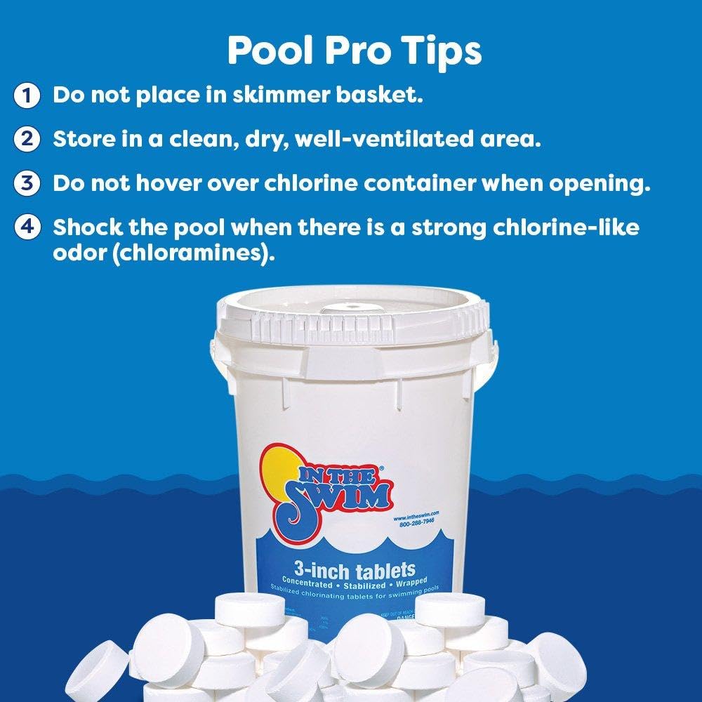 In The Swim 3 Inch Stabilized Chlorine Tablets for Sanitizing Swimming Pools - Individually Wrapped, Slow Dissolving - 90% Available Chlorine - Tri-Chlor - 50 Pounds-UPStoxs