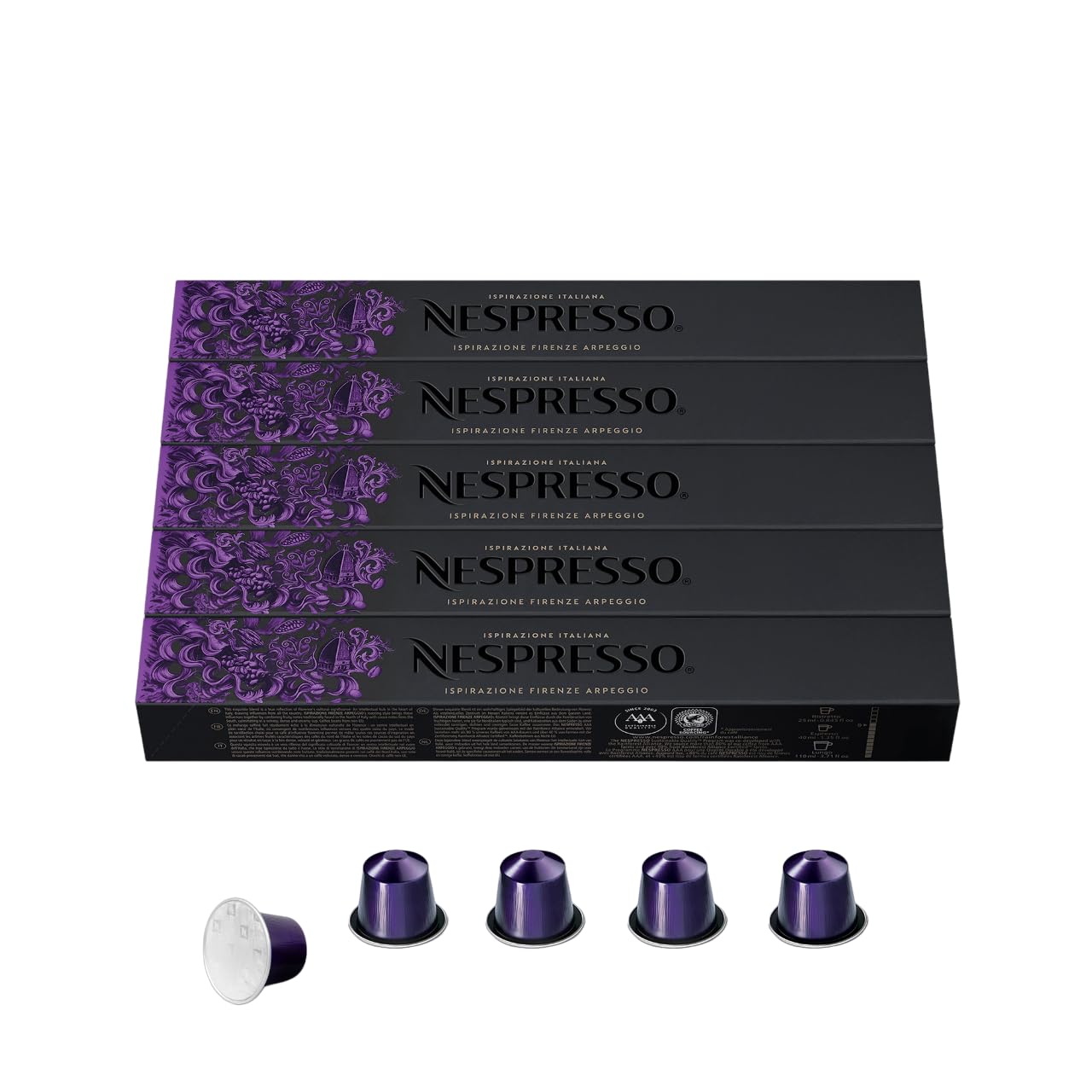 Nespresso Capsules OriginalLine, Arpeggio Intenso, Dark Roast Coffee, 50 Count Coffee Pods, Brews 1.35oz-UPStoxs