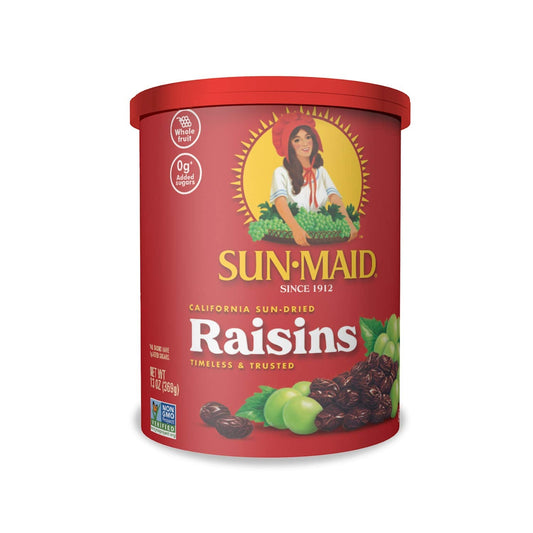 Sun-Maid California Sun-Dried Raisins - 13 oz Resealable Canister - Dried Fruit Snack for Lunches, Snacks, and Natural Sweeteners-UPStoxs