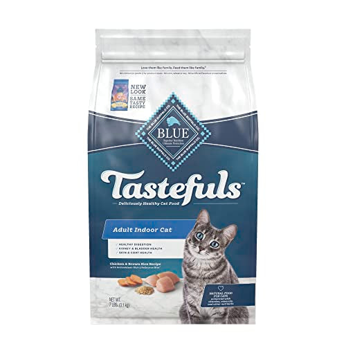 Blue Buffalo Tastefuls Natural Dry Food for Adult Indoor Cats, Chicken & Brown Rice Recipe, 7-lb. Bag-UPStoxs