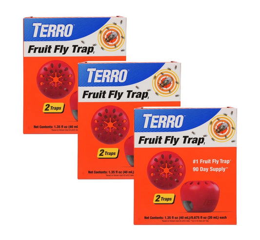 TERRO T2503-3 Ready-to-Use Indoor Fruit Fly Trap with Built in Window - 6 Traps + 270 day Lure Supply-UPStoxs