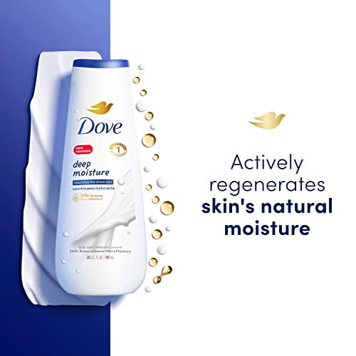 Dove Body Wash Deep Moisture 4 Count For Dry Skin Moisturizing Skin Cleanser with 24hr Renewing MicroMoisture Nourishes The Driest Skin 20 oz-UPStoxs