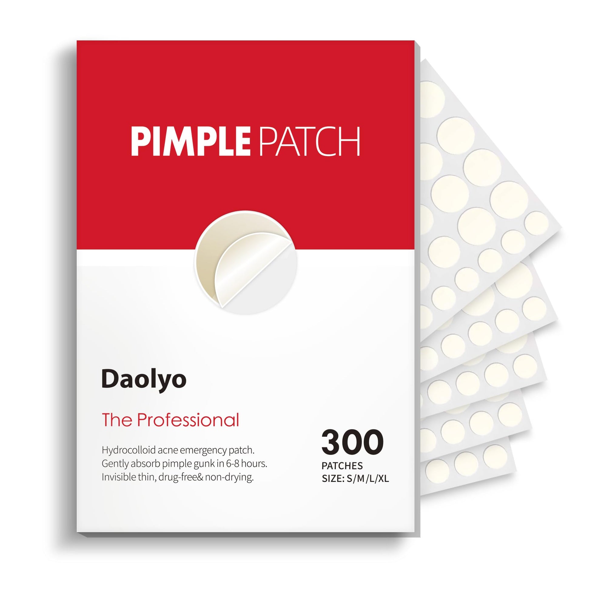 Daolyo Pimple Patches for Face, 4 Size 300 Counts Acne Patches, Hydrocolloid Patches for Covering Zits and Blemishes, Spot Stickers with Salicylic Acid, Tea Tree Oil & Calendula Oil-UPStoxs