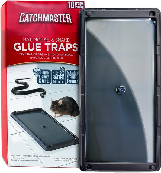 Catchmaster Glue Mouse Traps Indoor for Home 10PK, Bulk Traps for Mice and Rats, Pre-Baited Adhesive Plastic Trays for Inside House, Snake, Lizard, Insect, & Spider Traps, Pet Safe Pest Control-UPStoxs