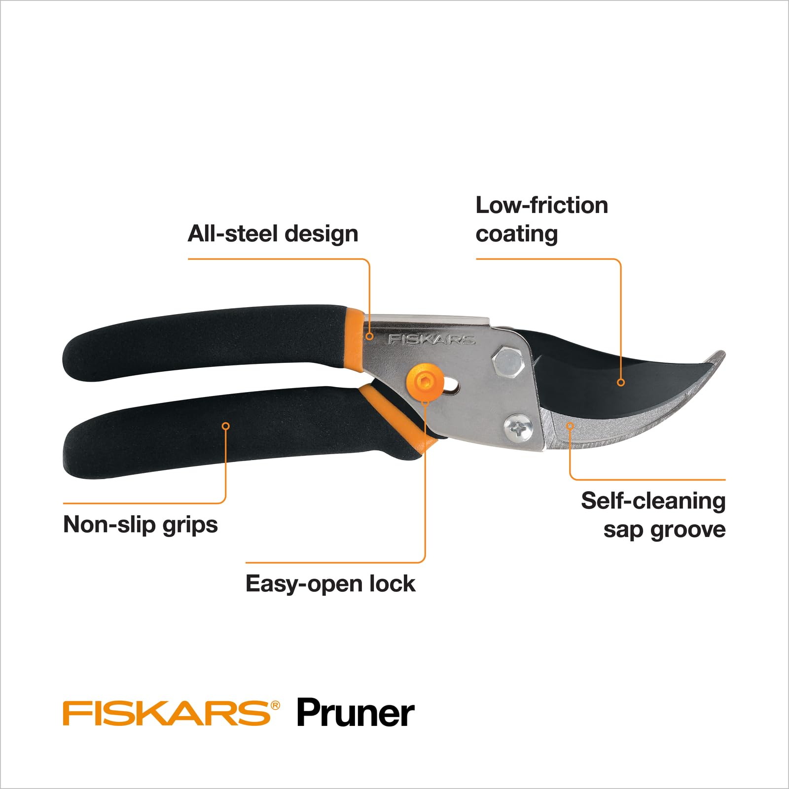 Fiskars Bypass Pruning Shears, 5/8-Inch Cut Capacity Garden Clippers, Gardening Scissors with Sharp, Rust Resistant Steel Blade-UPStoxs