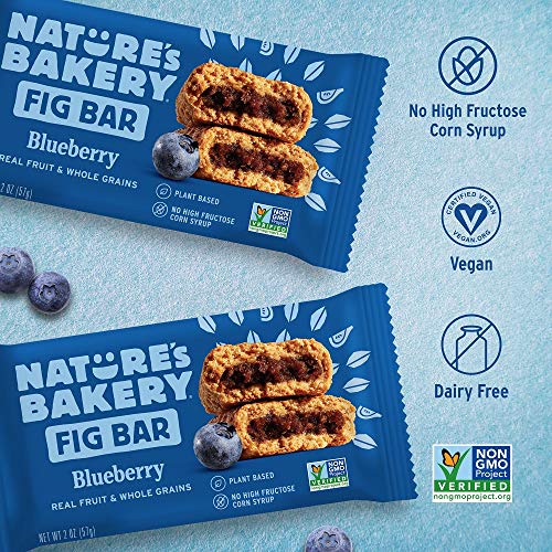 Nature's Bakery Whole Wheat Fig Bars, Blueberry, Real Fruit, Vegan, Non-GMO, Snack bar, Twin packs- 12 count-UPStoxs