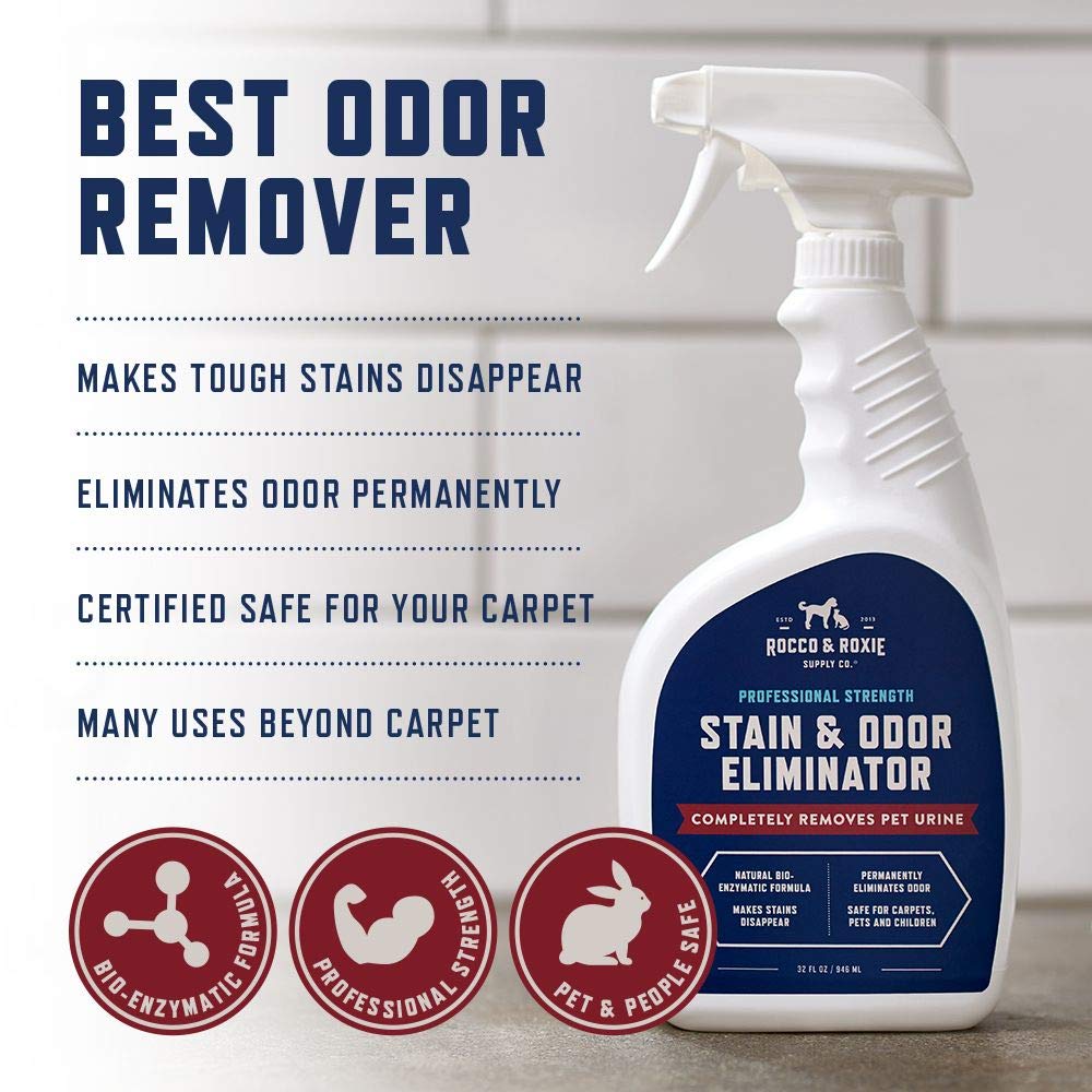 Rocco & Roxie Supply Co. Stain & Odor Eliminator for Strong Odor - Enzyme Pet Odor Eliminator for Home - Carpet Stain Remover for Cats & Dog Pee - Enzymatic Cat Urine Destroyer - Carpet Cleaner Spray-UPStoxs