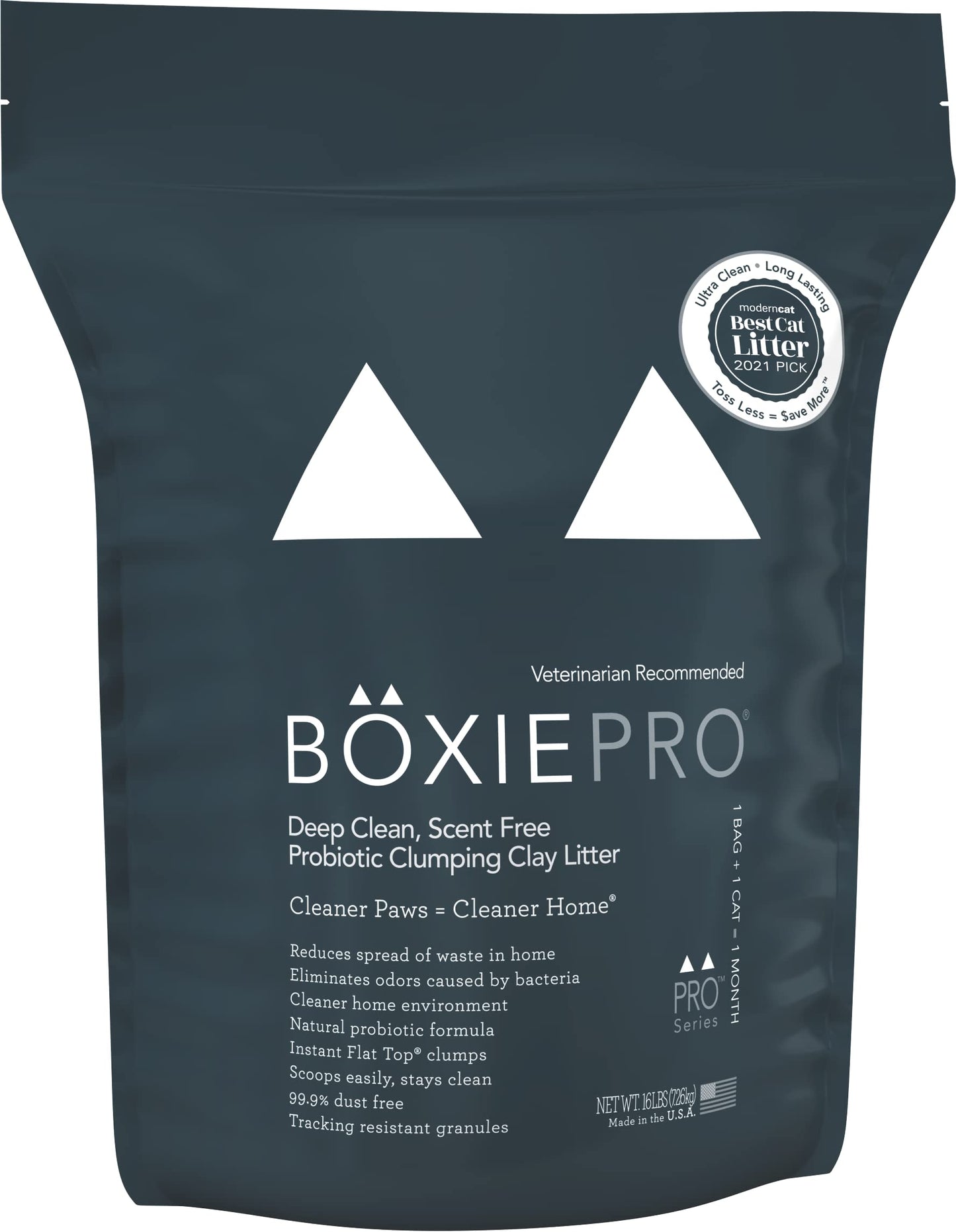 Boxie® Probiotic 40 Day Natural Odor Control Cat Litter, 16lb Clumping Clay Kitty Litter-UPStoxs