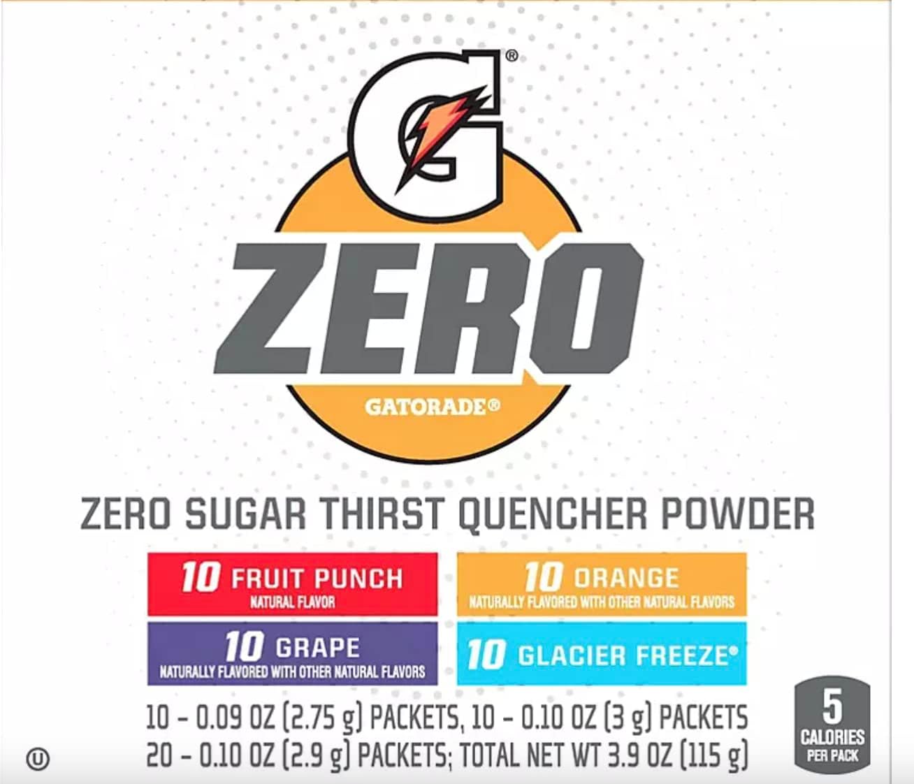 Gatorade G Zero Powder Variety Pack 40 pk.