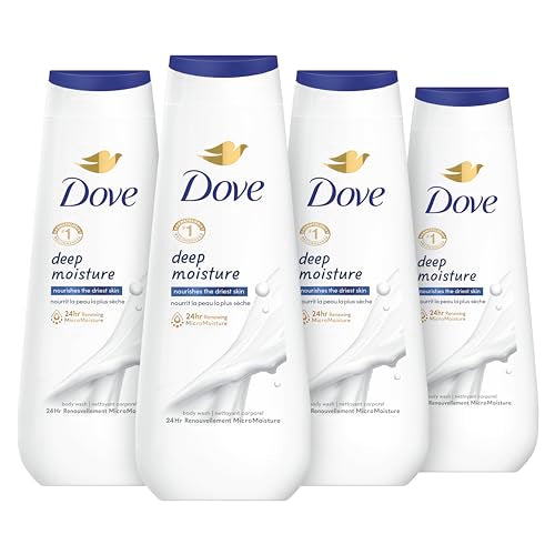 Dove Body Wash Deep Moisture 4 Count For Dry Skin Moisturizing Skin Cleanser with 24hr Renewing MicroMoisture Nourishes The Driest Skin 20 oz-UPStoxs