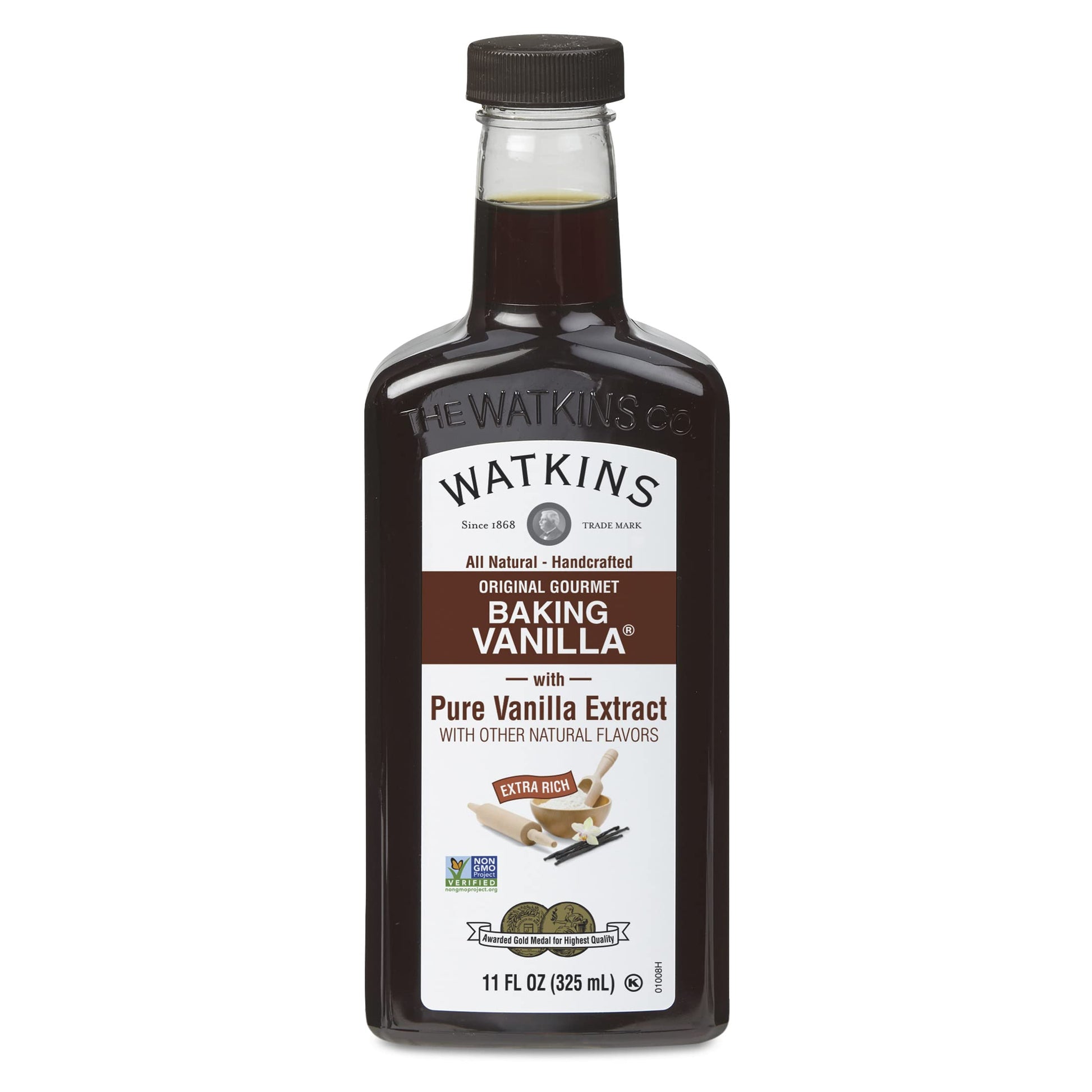 Watkins All Natural Original Gourmet Baking Vanilla, with Pure Vanilla Extract, 11 Fl Oz (Pack of 1) - Packaging May Vary-UPStoxs