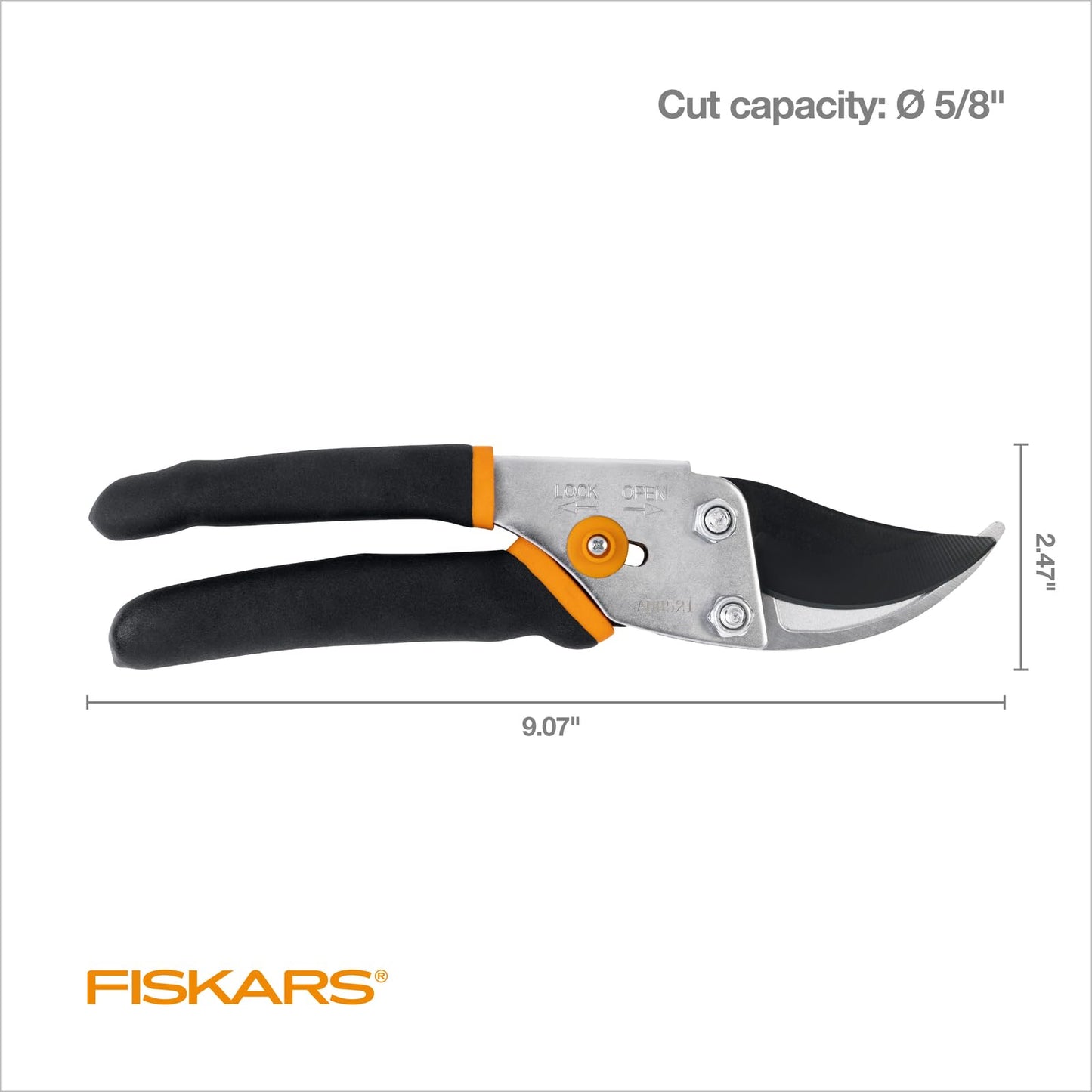 Fiskars Bypass Pruning Shears, 5/8-Inch Cut Capacity Garden Clippers, Gardening Scissors with Sharp, Rust Resistant Steel Blade-UPStoxs