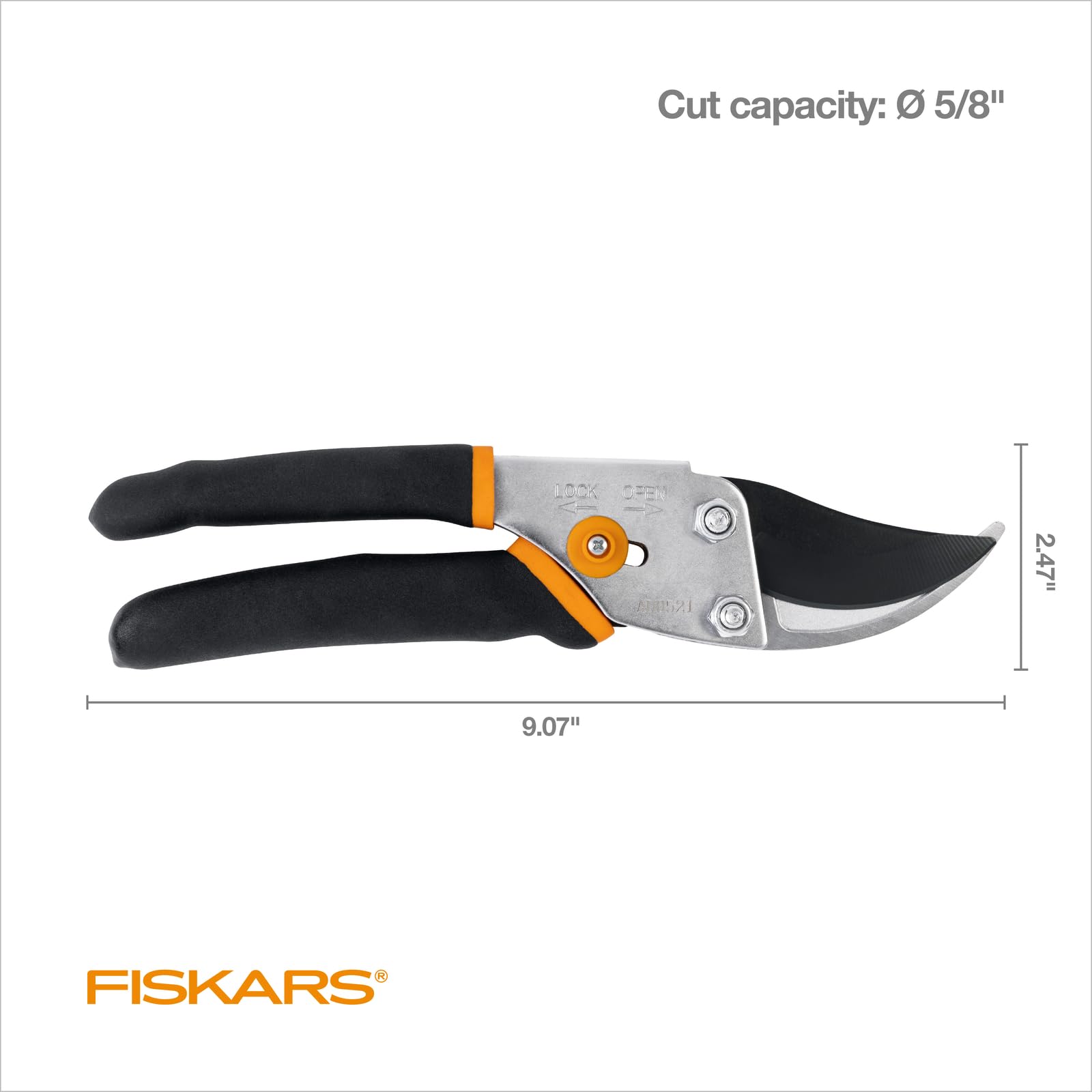 Fiskars Bypass Pruning Shears, 5/8-Inch Cut Capacity Garden Clippers, Gardening Scissors with Sharp, Rust Resistant Steel Blade-UPStoxs