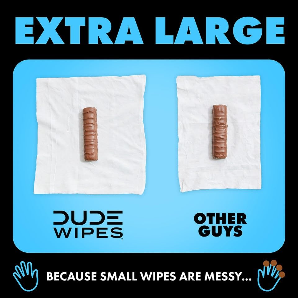 DUDE Wipes - Flushable Wipes - 6 Pack, 288 Wipes - Unscented Extra-Large Adult Wet Wipes - Vitamin-E & Aloe - Septic and Sewer Safe-UPStoxs