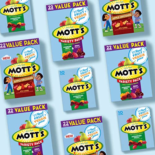 Mott's Fruit Flavored Snacks, Assorted Fruit, Pouches, 0.8 oz, 40 ct-UPStoxs