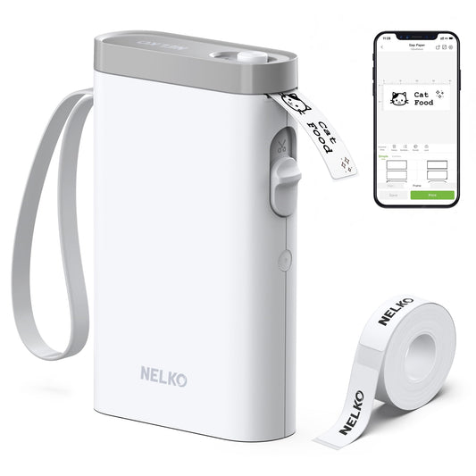 Nelko Label Maker Machine with Tape, P21 Bluetooth Label Printer, Wireless Mini Label Makers with Multiple Templates for Organizing Office Home, White-UPStoxs