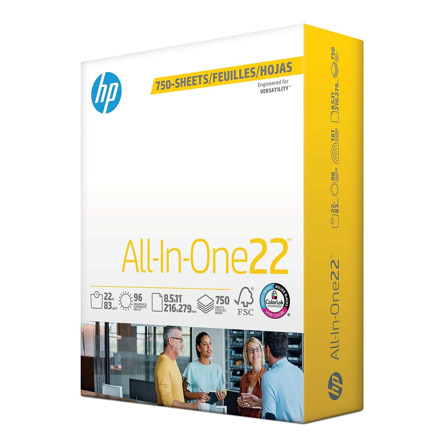 HP Papers | 8.5 x 11 Paper | All In One 22 lb | 1 Mega Ream - 750 Sheets | 96 Bright | Made in USA - FSC Certified | 207750R-UPStoxs