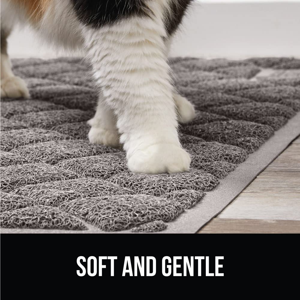 The Original Gorilla Grip Water Resistant Cat Litter Box Trapping Mat 35x23, Easy Clean, Textured Backing, Traps Mess for Cleaner Floors, Less Waste, Stays in Place for Cats, Soft on Paws, Gray-UPStoxs