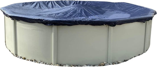 Winter Block WC18R Aboveground Pool Winter Cover 18’ Ft. Round, 8-Year Warranty Includes Winch and Cable, Superior Strength & Durability, UV Protected, 18', Solid Blue-UPStoxs