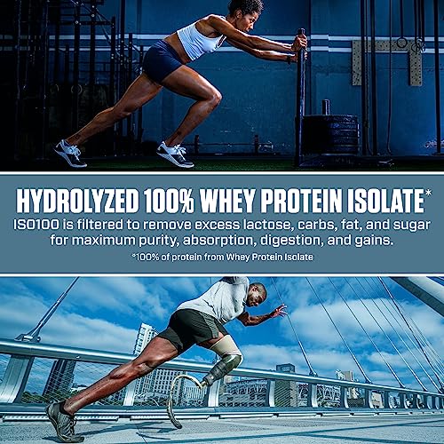 Dymatize ISO100 Hydrolyzed Protein Powder, 100% Whey Isolate, 25g of Protein, 5.5g BCAAs, Gluten Free, Fast Absorbing, Easy Digesting, Gourmet Vanilla, 20 Servings-UPStoxs