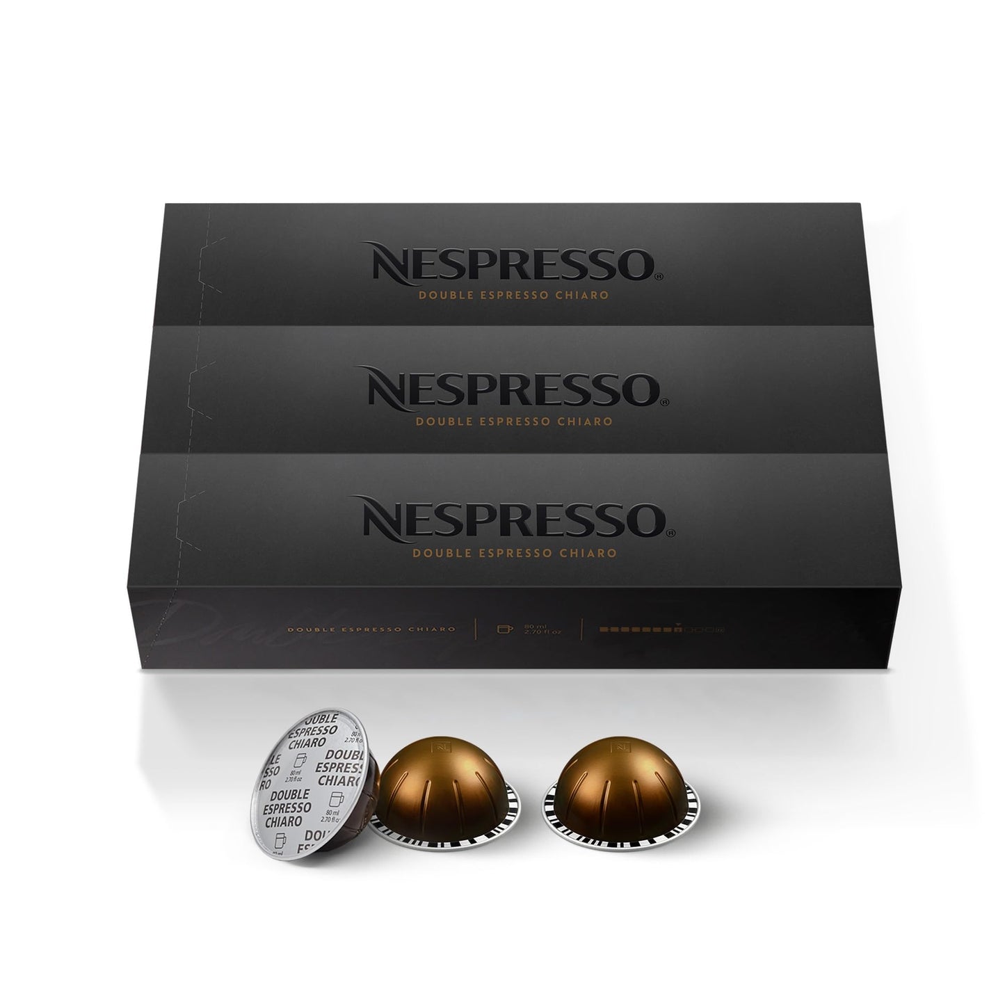 Nespresso Capsules Vertuo, Double Espresso Chiaro, Medium Roast Espresso Coffee, 30-Count Coffee Pods, Brews 2.7oz-UPStoxs