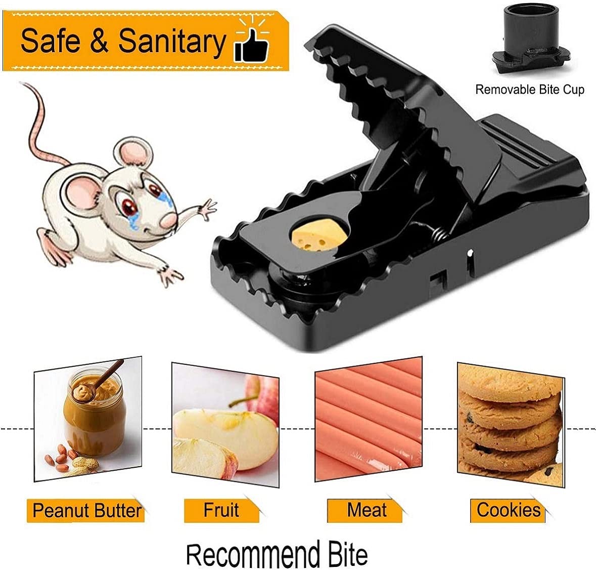 Feeke Mouse Traps, Mice Traps for House, Small Mice Trap Indoor Quick Effective Sanitary Safe Mousetrap Catcher for Family and Pet - 6 Pack, (M01-6Pack)-UPStoxs