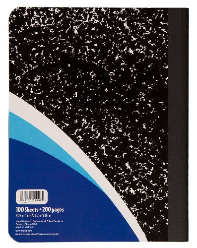 Mead Primary Composition Notebook, Wide Ruled Paper, Grades K-2 Writing Workbook, 9-3/4" x 7-1/2", 100 Sheets, Blue Marble (09902)-UPStoxs