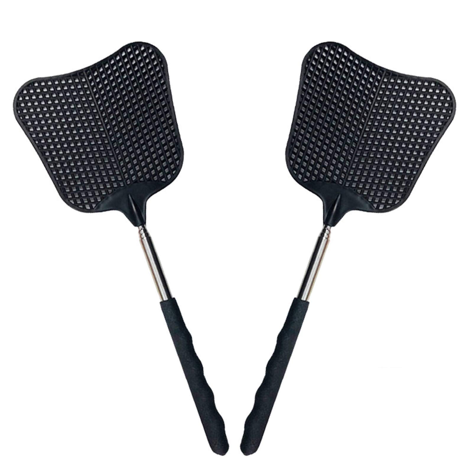 Foxany Telescopic Fly Swatters, Durable Plastic Fly Swatter Heavy Duty Set, Flyswatter with Stainless Steel Handle for Indoor/Outdoor/Classroom (2 Pack)-UPStoxs