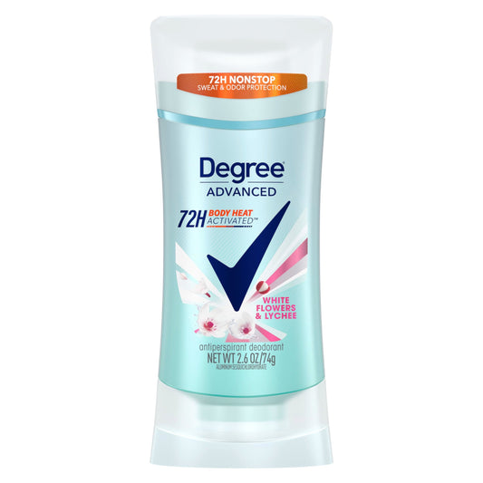 Degree Advanced Protection Antiperspirant Deodorant White Flowers & Lychee for 72-Hour Sweat & Odor Control for Women, with Body Heat Activated Technology, 2.6 oz-UPStoxs