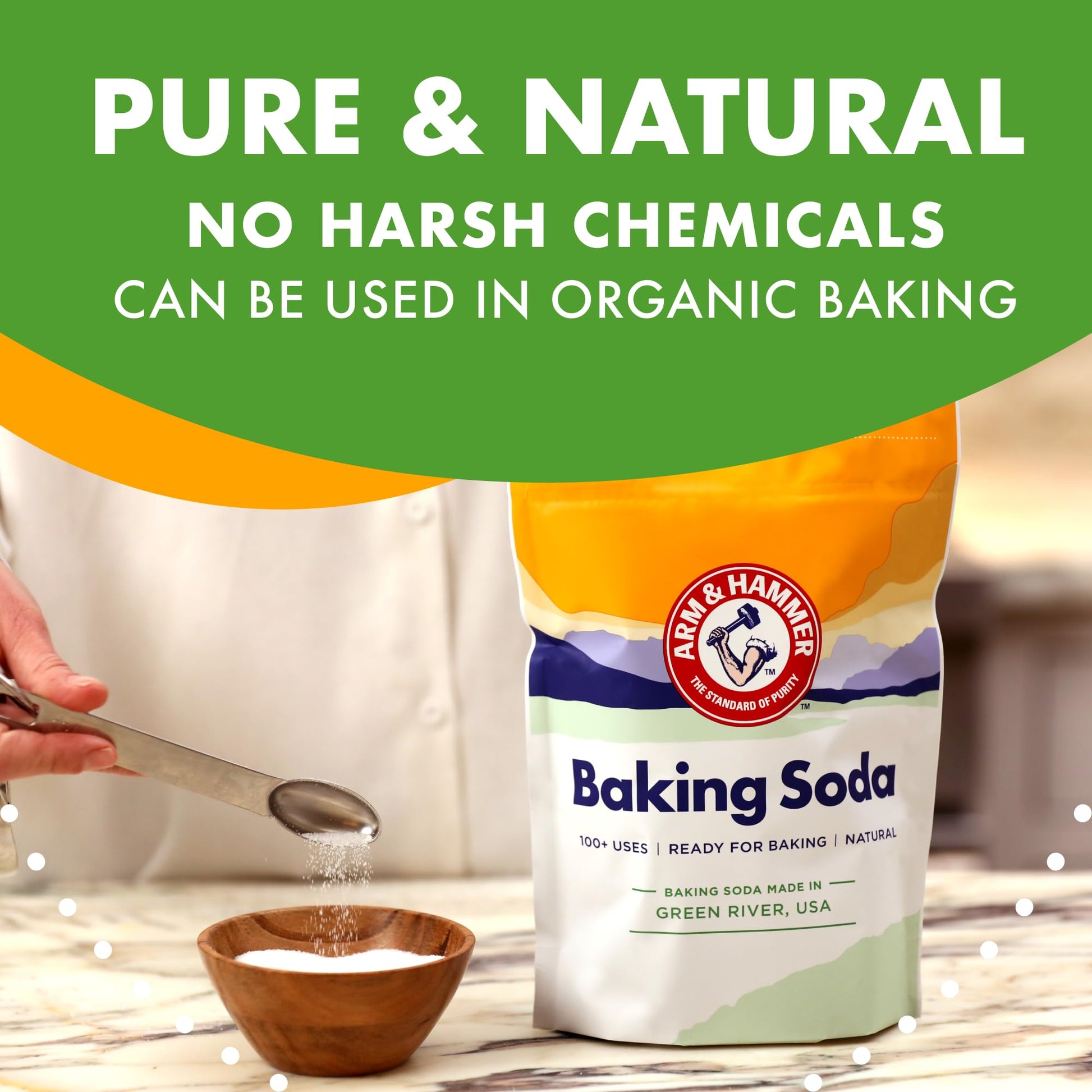 ARM & HAMMER Baking Soda Made in USA, Ideal for Baking, Pure & Natural, 2.7lb Bag-UPStoxs