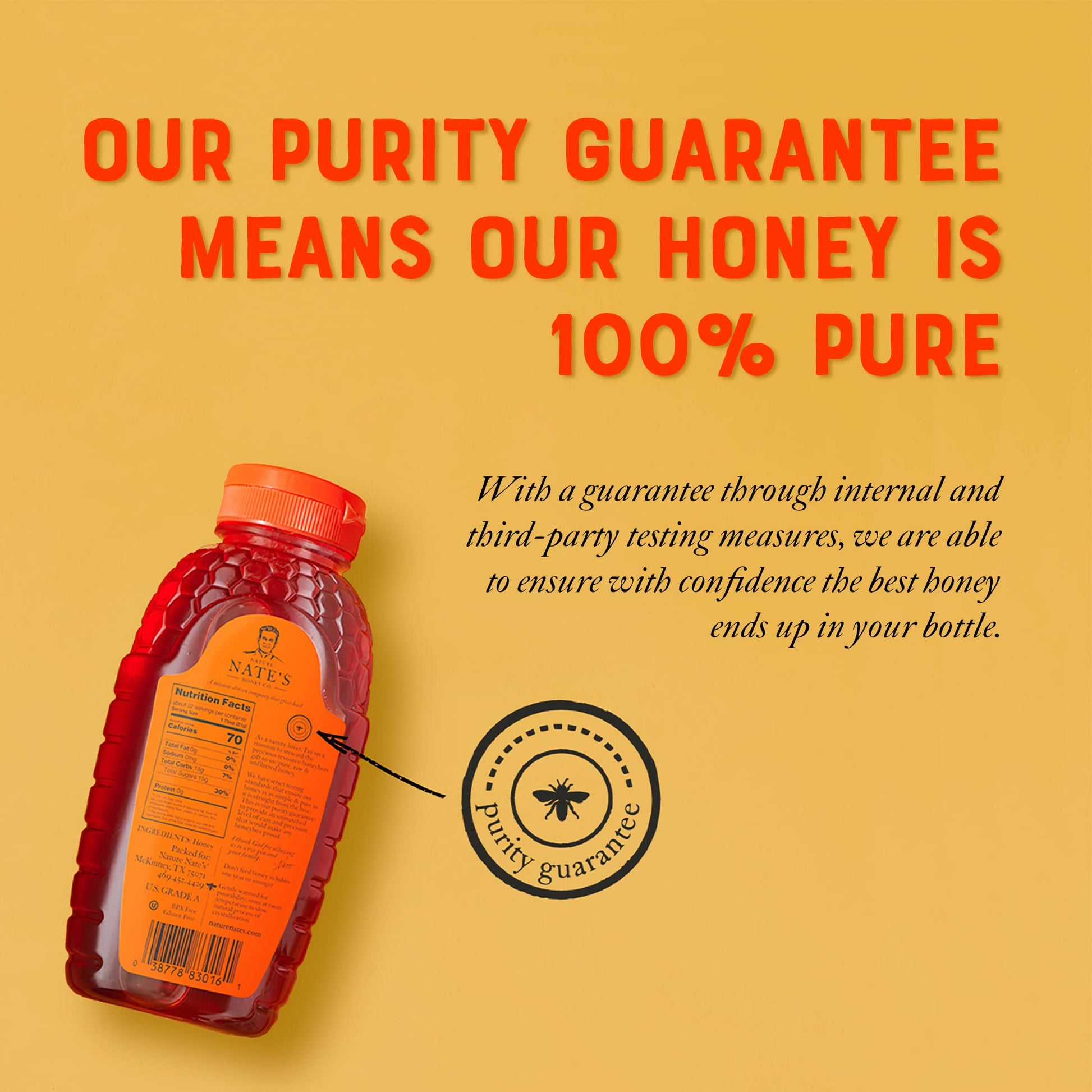 Nate's 100% Pure, Raw & Unfiltered Honey - Award-Winning Taste, 32oz. Squeeze Bottle-UPStoxs