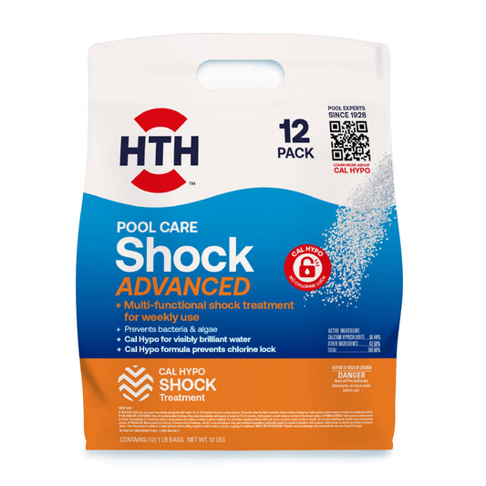 HTH 52037 Swimming Pool Care Shock Advanced, Swimming Pool Chemical, Cal Hypo Formula (12 Pack)-UPStoxs