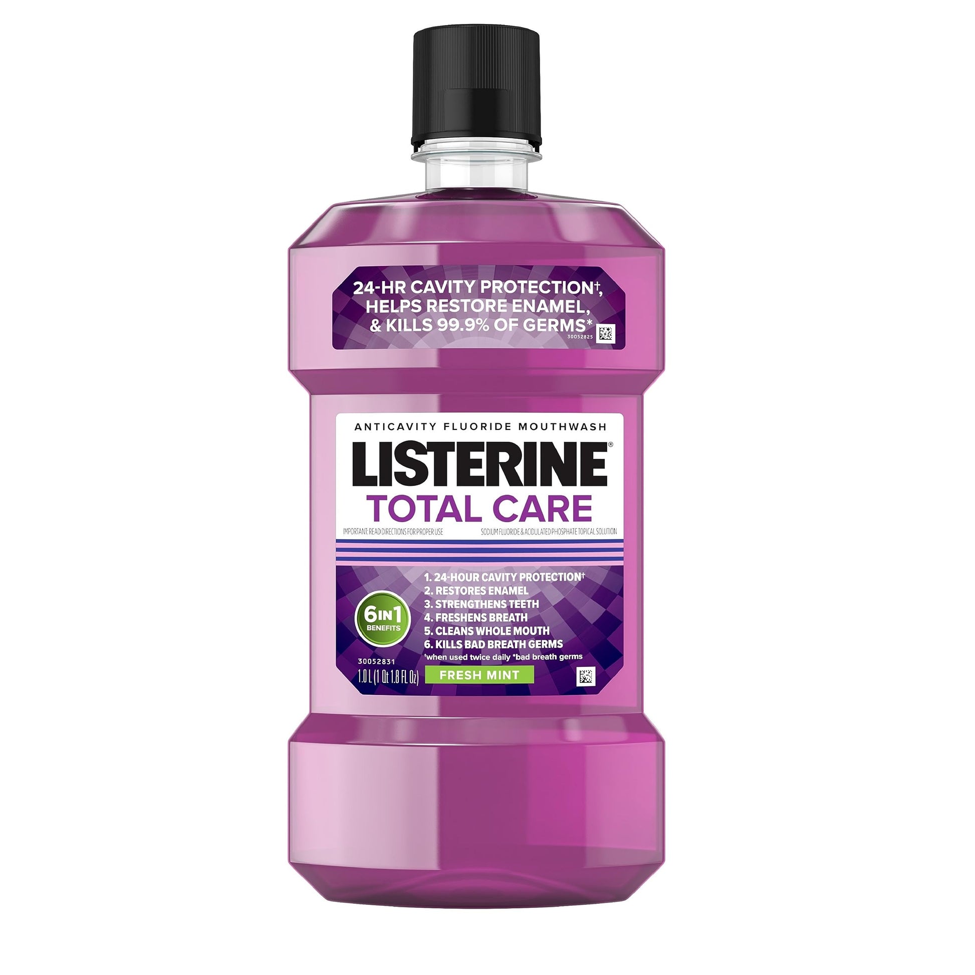 Listerine Total Care Anticavity Fluoride Mouthwash, 6 Benefits in 1 Oral Rinse Helps Kill 99% of Bad Breath Germs, Prevents Cavities, Strengthens Teeth, ADA-Accepted, Fresh Mint, 1 L-UPStoxs