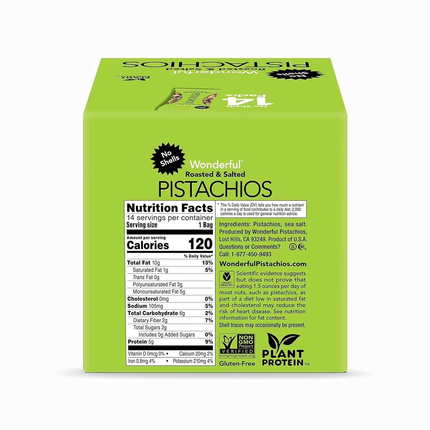 Wonderful Pistachios No Shells, Roasted & Salted Nuts, 0.75 Ounce Bag (Pack of 14), Protein Snacks, Gluten Free, On-the-Go, Individually Wrapped Healthy Snacks for Adults-UPStoxs