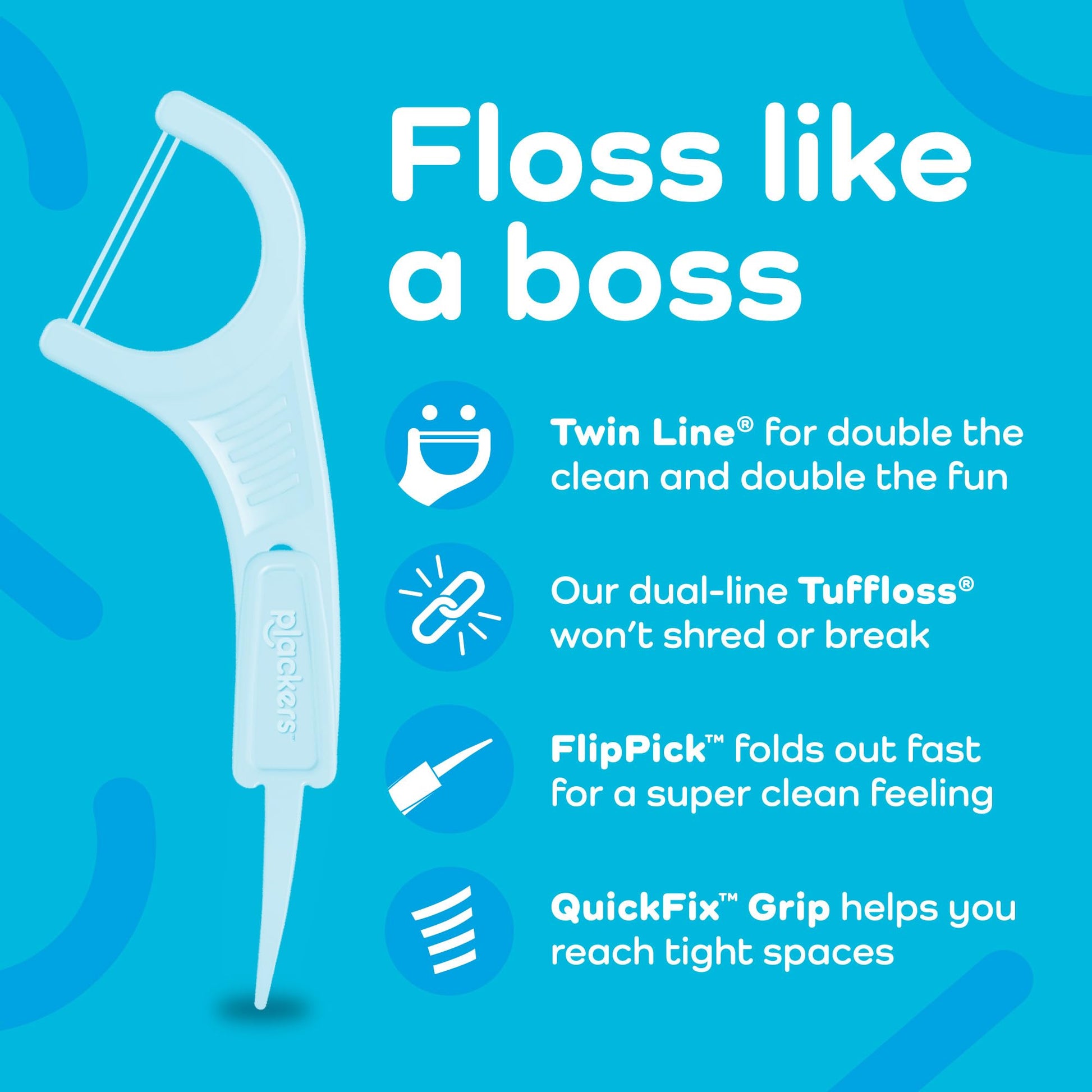 Plackers Twin-Line Dental Flossers, Cool Mint Flavor, Dual Action Flossing System, Easy Storage, Super Tuffloss, 2X The Clean, 75 Count-UPStoxs