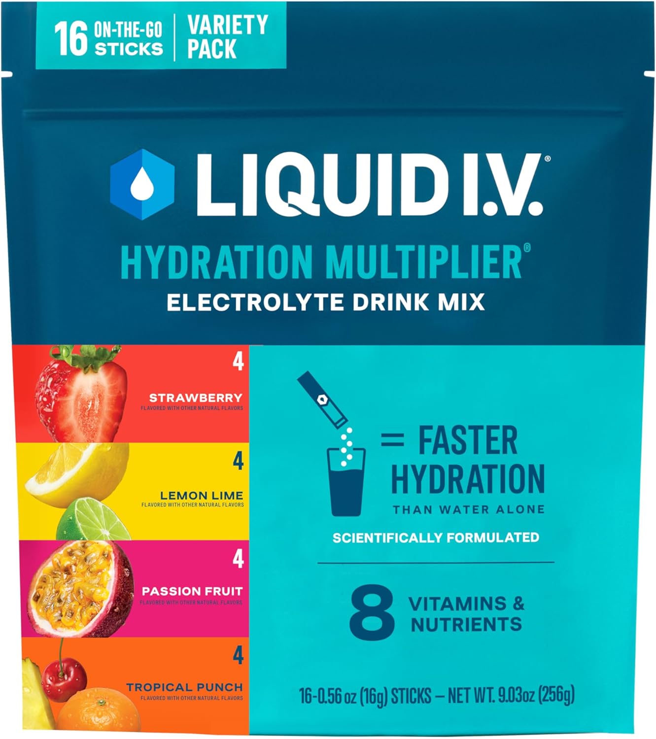 Liquid I.V. Hydration Multiplier Variety Pack, Lemon Lime & Passion Fruit, 30 ct.