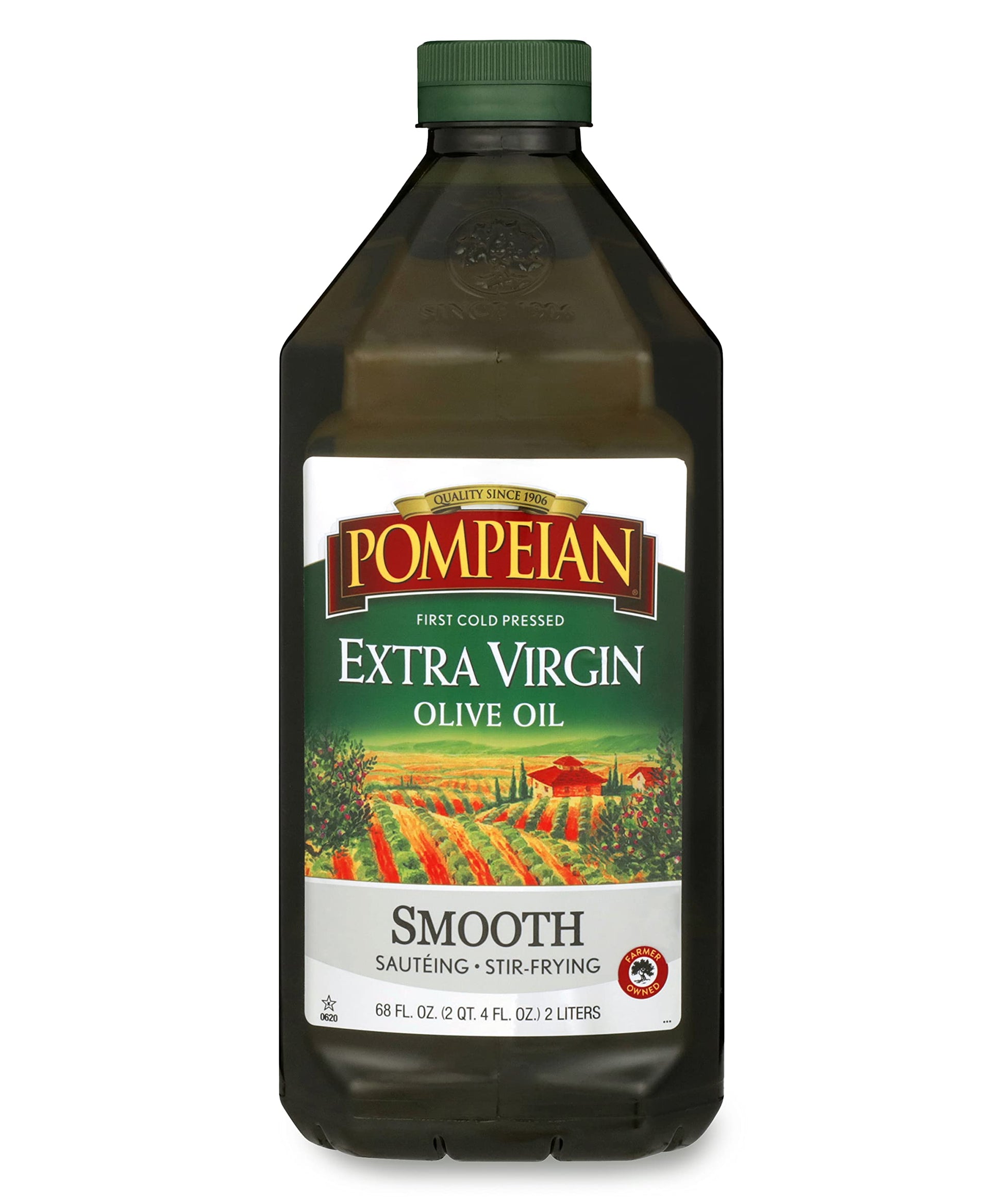 Pompeian Smooth Extra Virgin Olive Oil, First Cold Pressed, Mild and Delicate Flavor, Perfect for Sauteing & Stir-Frying, 68 Fl Oz-UPStoxs