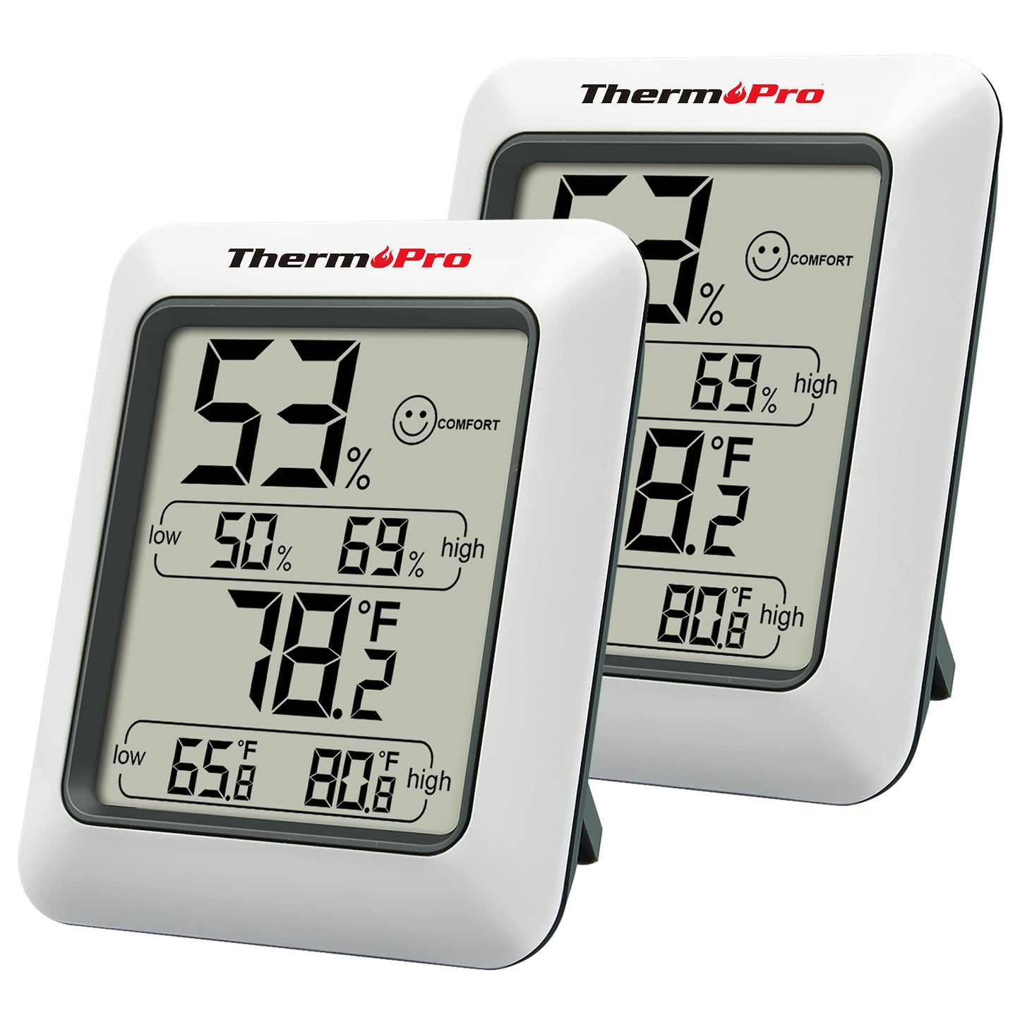 ThermoPro TP50 2 Pieces Digital Hygrometer Indoor Thermometer Room Thermometer and Humidity Gauge with Temperature Humidity Monitor-UPStoxs