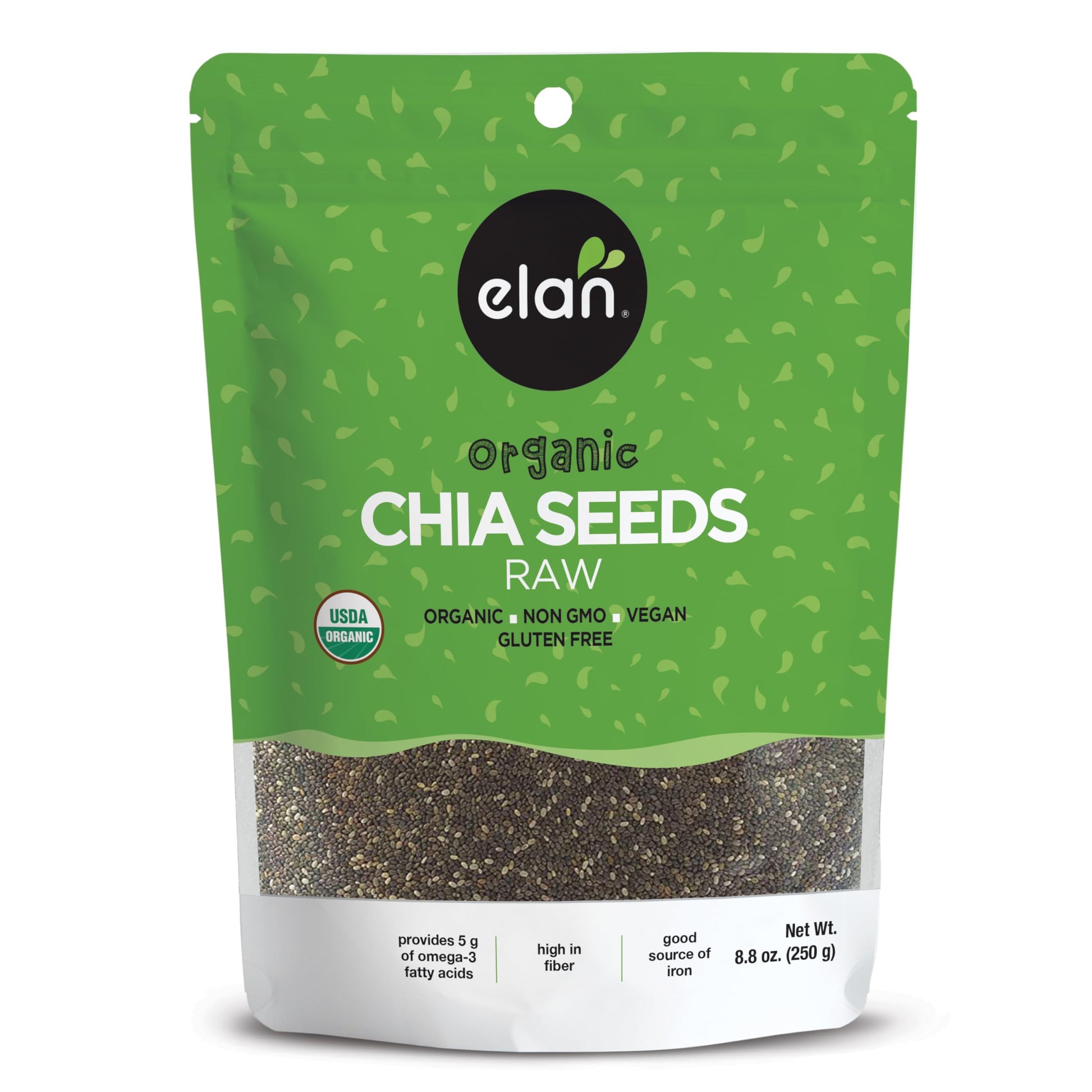 Elan Organic Chia Seeds, 8.8 oz, Natural Raw Black Chia Seeds, Plant-Based, Non-GMO, Vegan, Gluten-Free, Kosher, Gels Easily, Superfood-UPStoxs