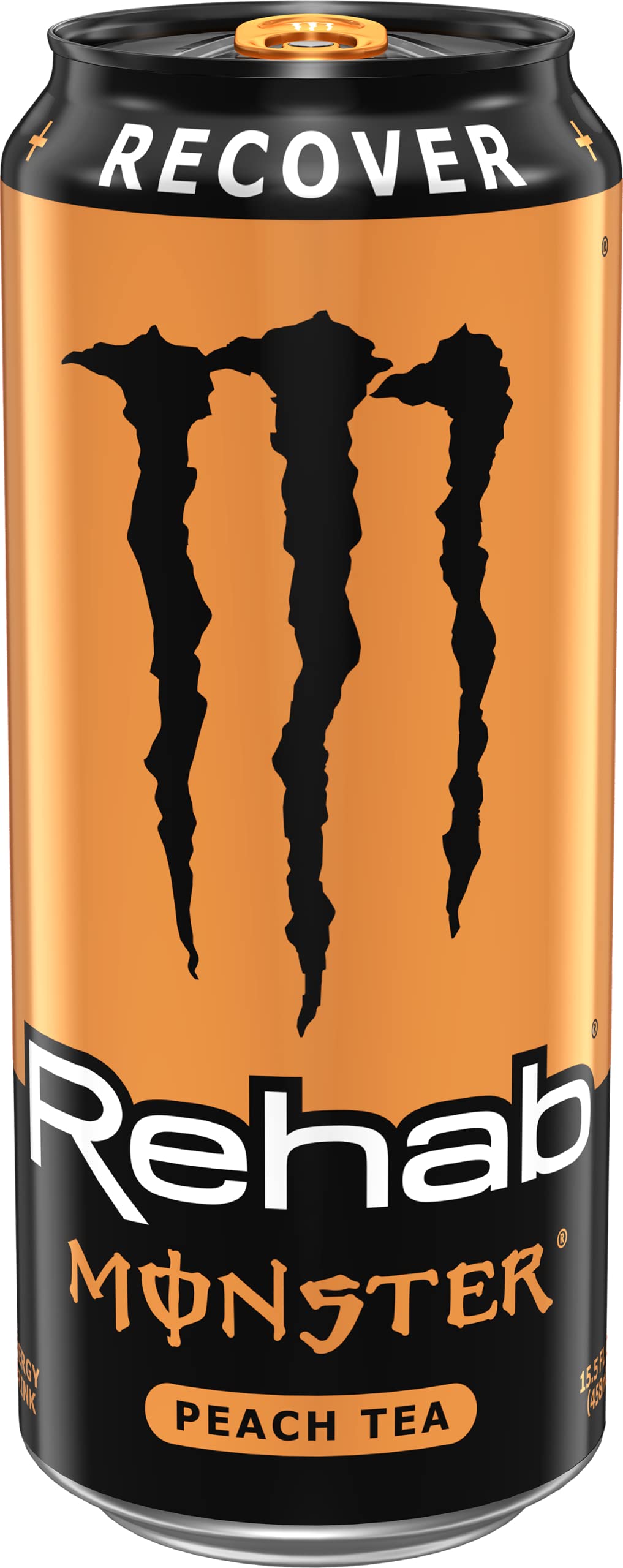 Monster Energy Rehab Peach Tea + Energy, Energy Iced Tea, Energy Drink, 15.5 Ounce (Pack of 15)-UPStoxs