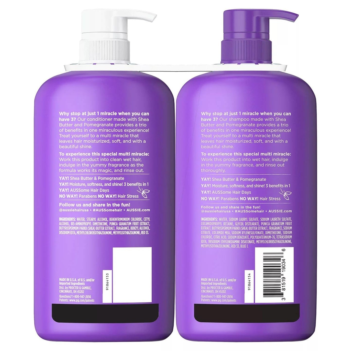 Aussie Multi Miracle 3-in-1 Shampoo and Conditioner, 33.8 fl. oz., 2 pk.