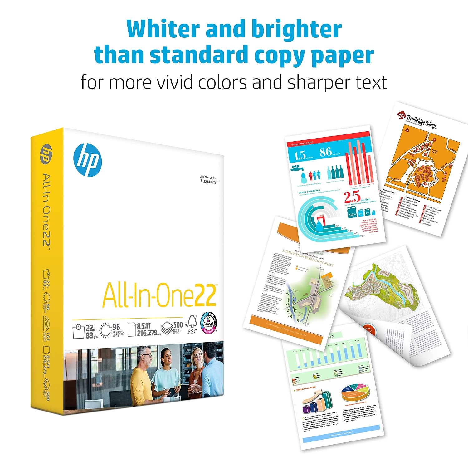 HP Papers | 8.5 x 11 Paper | All In One 22 lb | 1 Mega Ream - 750 Sheets | 96 Bright | Made in USA - FSC Certified | 207750R-UPStoxs