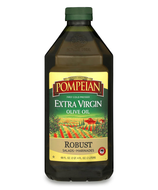 Pompeian Robust Extra Virgin Olive Oil, First Cold Pressed, Full-Bodied Flavor, Perfect for Salad Dressings & Marinades, 68 FL. OZ.-UPStoxs