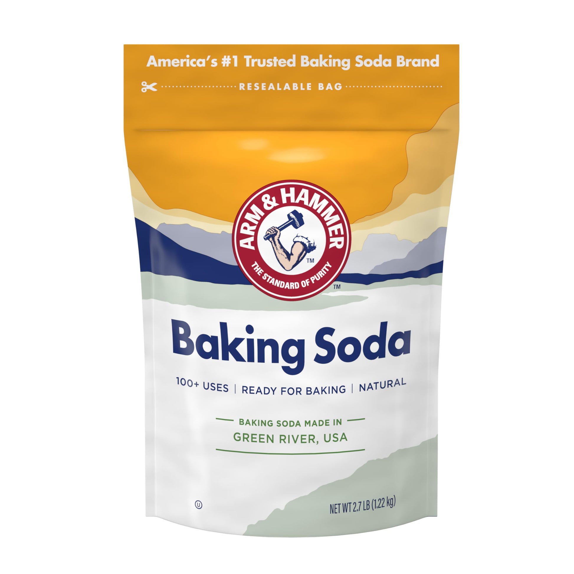 ARM & HAMMER Baking Soda Made in USA, Ideal for Baking, Pure & Natural, 2.7lb Bag-UPStoxs